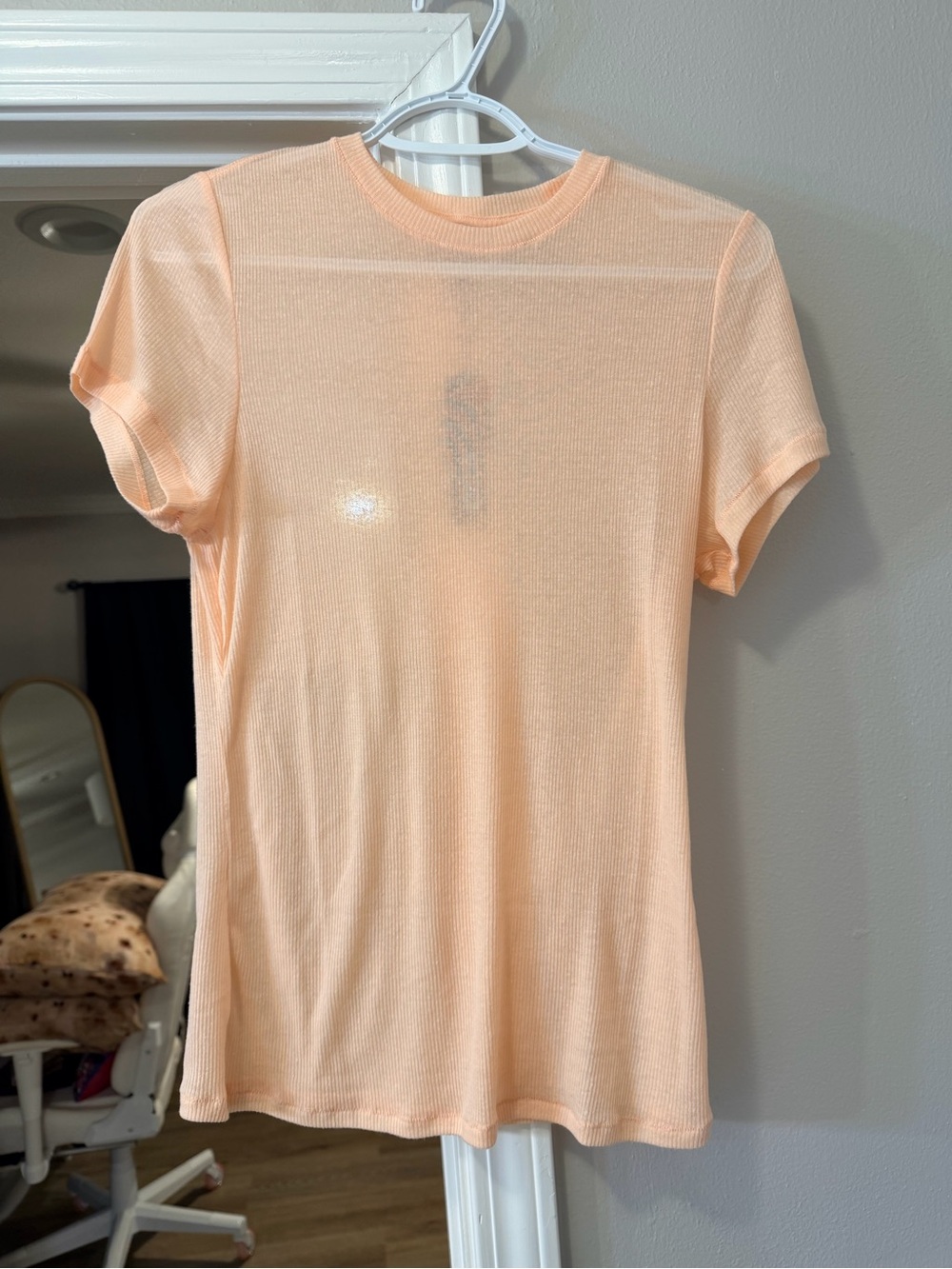 SKIMS Peach Short Sleeve Crew Rib Tee